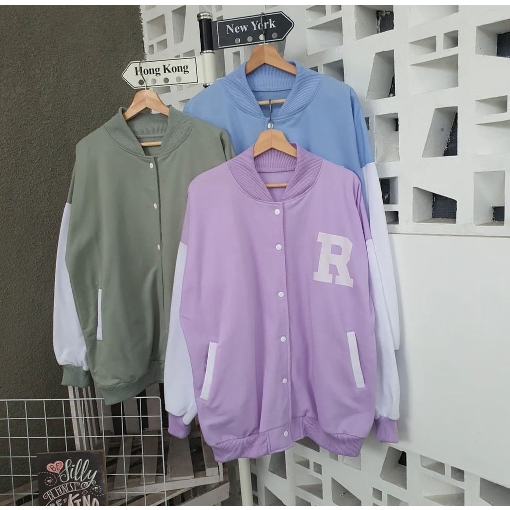 JAKET JACKET JEKET (MR) INISIAL R VARSITY BASEBALL   BISBOL  HURUF INISIAL ORIGINAL PREMIUM MURAH