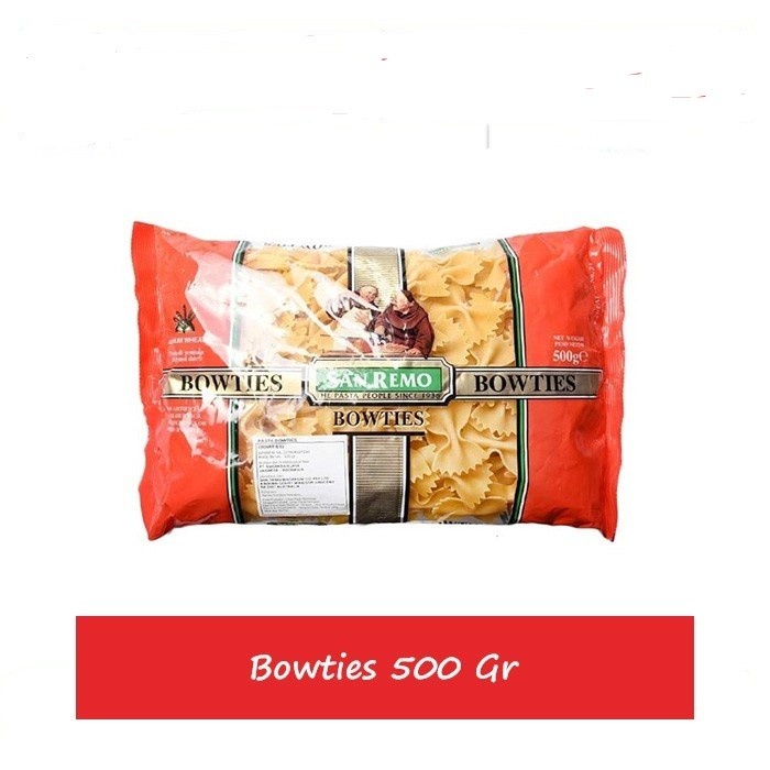 

PASTA BOWTIES SAN REMO 500GR GANDUM DURUM BPOM RI - BOWTIES