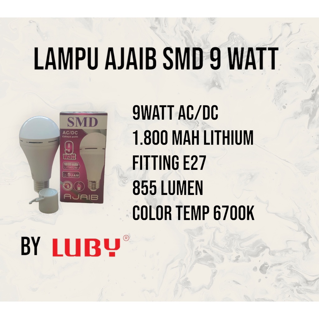 LUBY SMD Lampu LED Emergency 9 Watt Bohlam | Lampu Emergency LUBY SMD 9 Watt