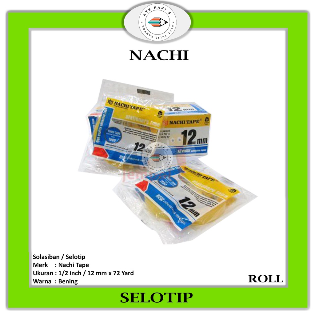 

NACHI - Stationery Tape 1/2" 12 mm x 72 Yard - 1 ROLL