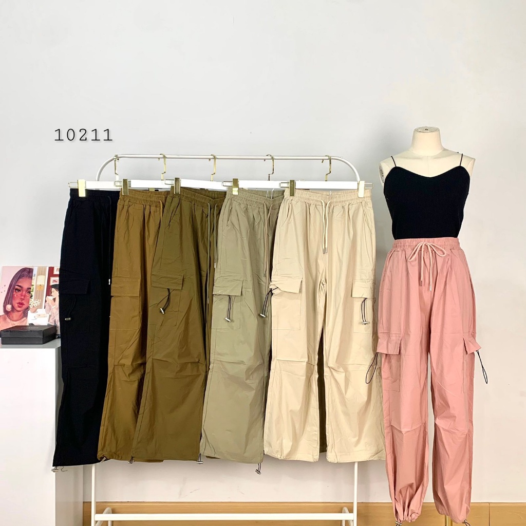 CELANA CARGO KULOT VARIASI TALI SERUT BAWAH FULL KARET PINGGANG KELILING PREMIUM WANITA BAWAHAN CELA