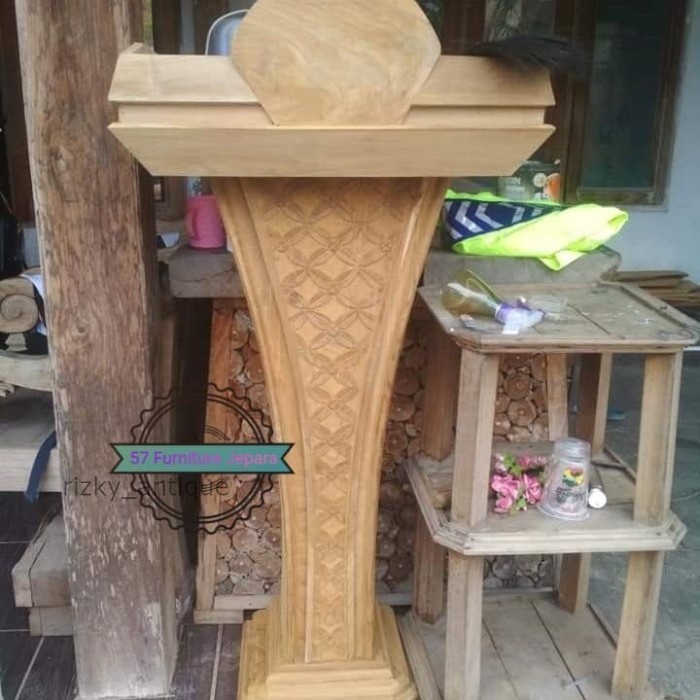 

Podium/ Mimbar kecil kayu jati mentahan ukir Jepara Termurah cod redy