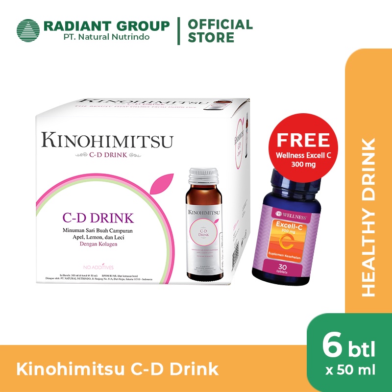 Kinohimitsu J'Pan Collagen Diamond Drink 6 Botol Free Wellness Excell-C 300mg