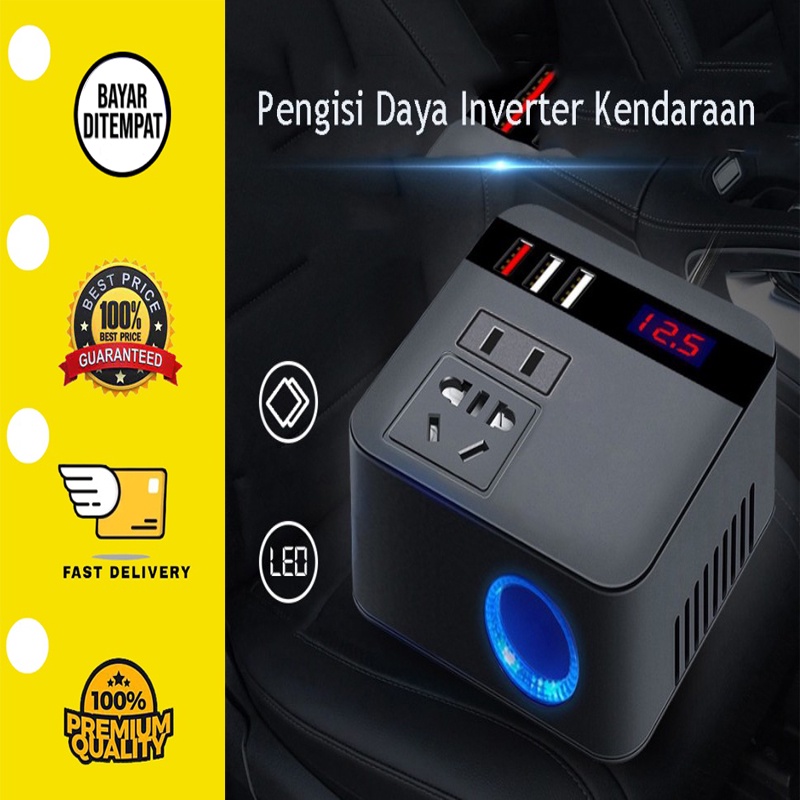 Inverter DC ke AC Power Mobil Car Colokan USB Charger Mobil DC 12V 24V ke AC 220V 3 USB Adaptor Ligh