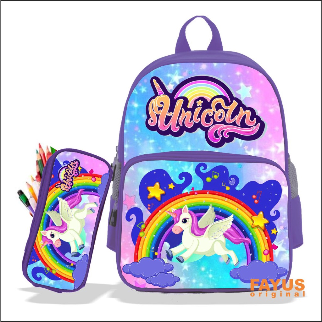 READY Tas Sekolah Ransel Anak Perempuan Kelas TK-4 SD Karakter UNICORN - Tas Ransel Anak SD - Tas An