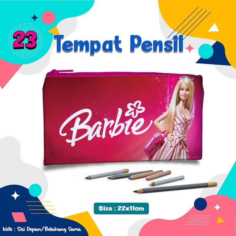 

Sovenir new Pencil Case Barbie #023 Kostak Kotak Pensil Penyimpanan wadah Dompet Pouch souvenir Custom Nama