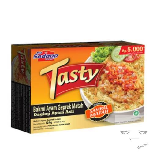 

Mie Sedaap Tasty Mie Instan Ayam Geprek 2 x 124 gr + Mie Sedaap Mie Instan Cup Korean Spicy Chicken 2 x 81 gr