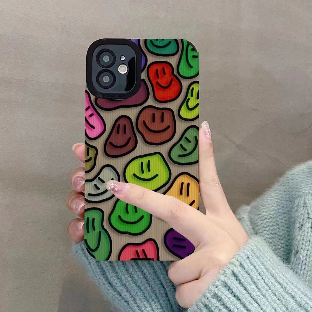 Soft Case HP Wajah Tersenyum Putar Warna-Warni OPPO A91 F11 F9 Pro A3S A9 A5 A31 A53 A33 2020 A7 A5S A12 A11K A52 A92 A83 A55 A56 A55S A95 FTD Stripe Casing Realme C1 X XT Reno 2F 3 5