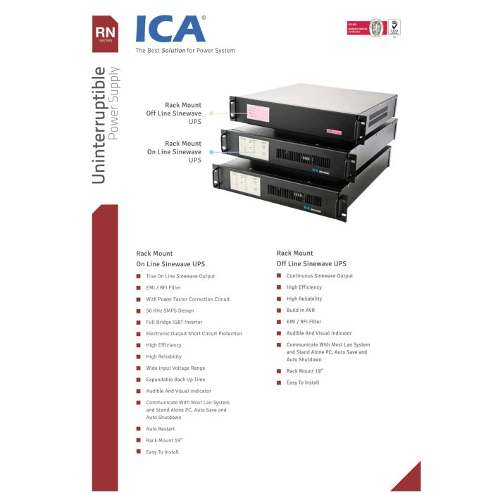 UPS ICA RN-1100C RN1100C 1000VA 900WATT RACKMOUNT ONLINE SINEWAVE UPS GARANSI RESMI