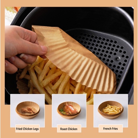 PA Kertas Alas Air Fryer Baking Paper Tebal 50pcs Anti Lengket Tahan Minyak 16cm PR142