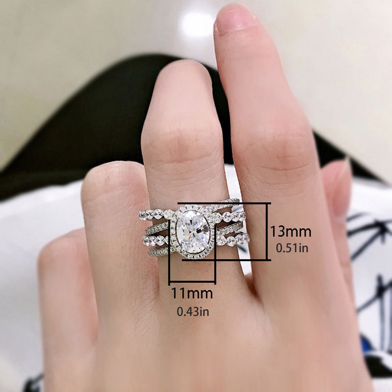 Fancy Desain Modern Wanita Cincin Dengan Brilliant Oval Cubic Zirconia Fashion Pernikahan Pertunangan Aksesoris Perhiasan Berkualitas Tinggi