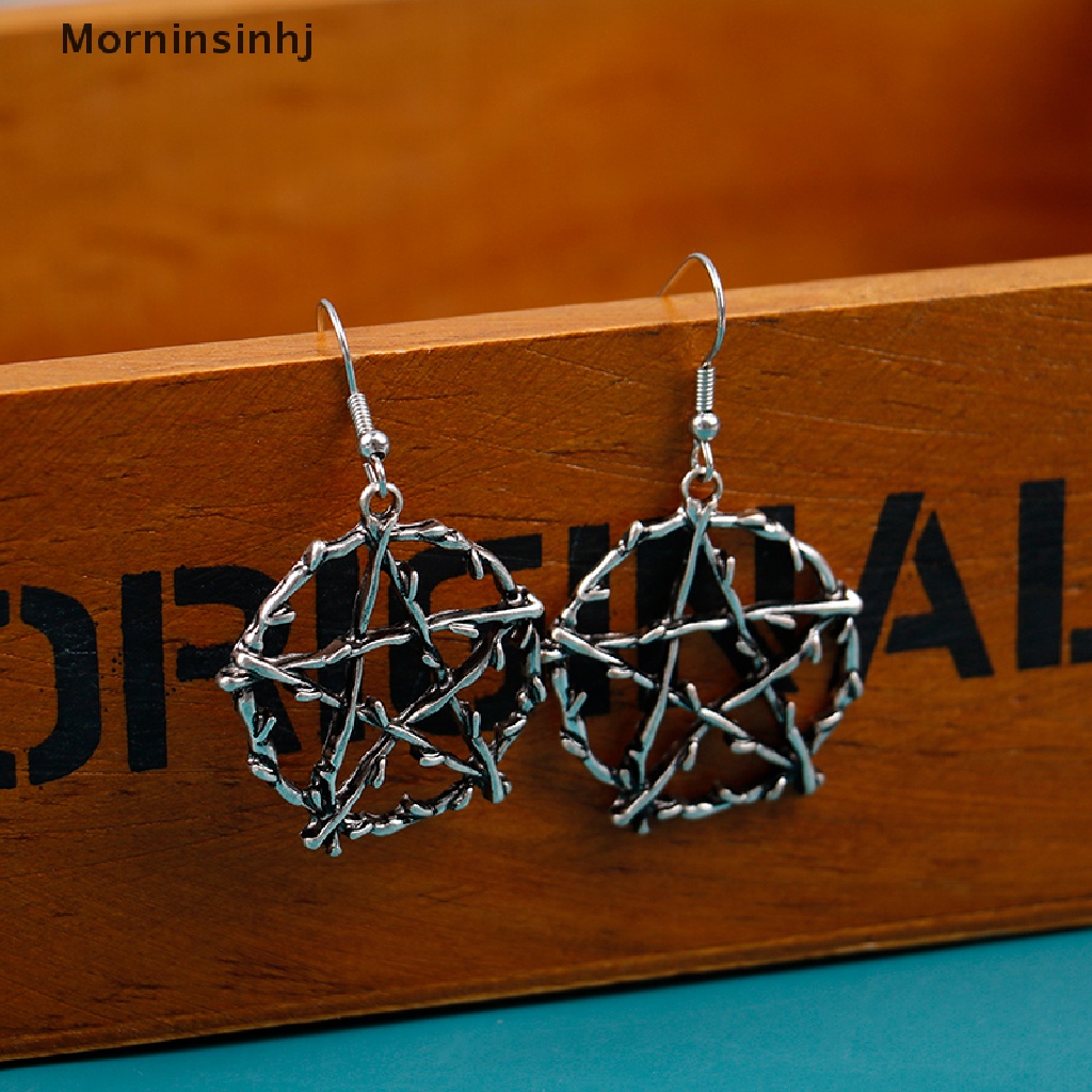 Mornin Goth Pentagram Drop Anting Wanita Bintang Earring Punk Gothic Aksesoris id