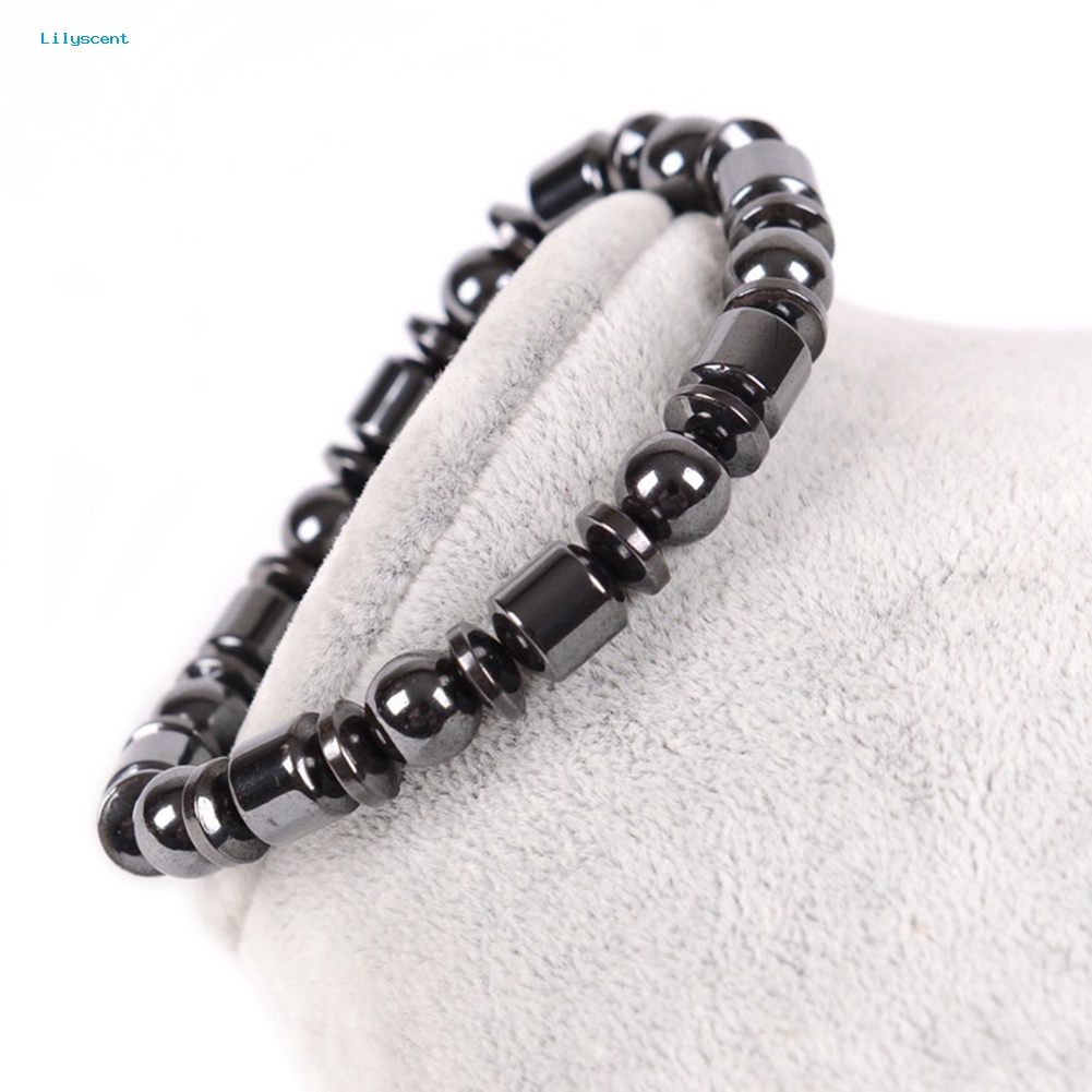 Lilyscent Biomagnetic Multi-shaped Black Hematite Stone Gelang Magnet Kesehatan Penurunan Berat Badan