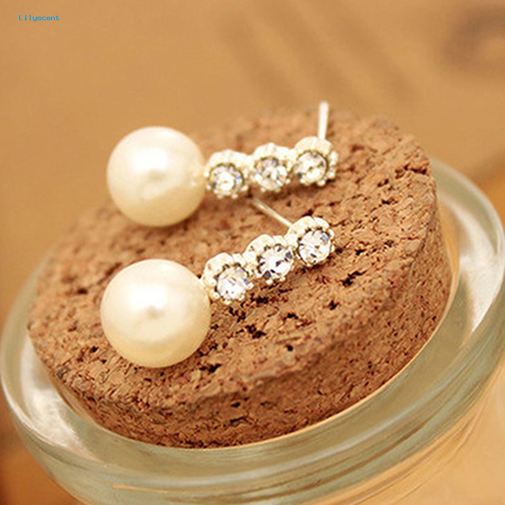 Lilyscent Wanita/'s Putih Anting Mutiara Imitasi Berlian Imitasi Eardrop Ear Studs Bride Jewelry