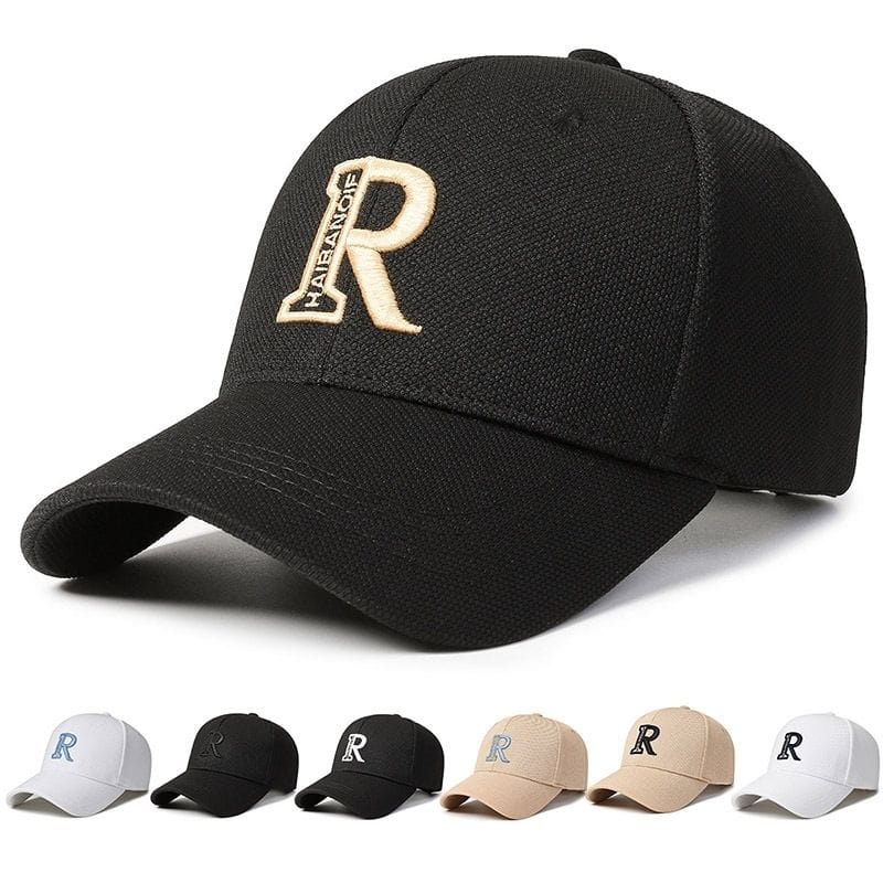 Topi Baseball Fashion Bordir R Wanita Pria Elegan PREMIUM Tebal High Quality Import