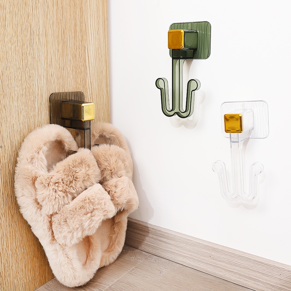 Barang Hemat Tempat Finishing Rak Bantalan Kuat Rumah Organize Alat Dua Slot Sepatu Gantungan Hook Handuk Kalung Topi Gantungan Perekat Diri Sandal Drain Rack