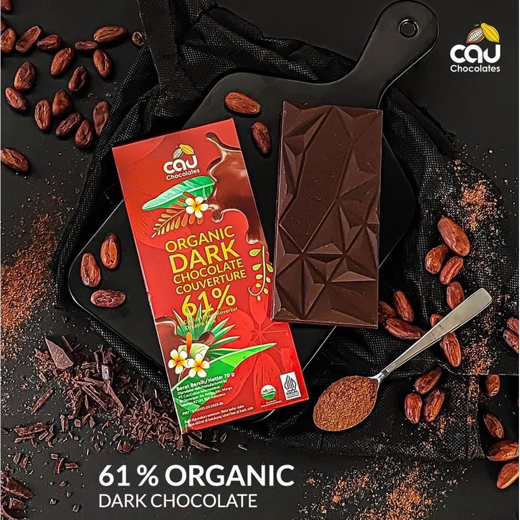 

CAU - Organic Dark Chocolate Couverture 70g ( Cokelat Coklat Keto )