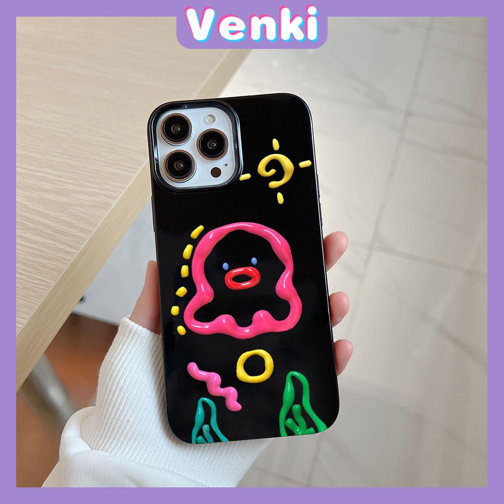 iPhone Case Soft TPU Glossy Black Candy Case Cute Color Graffiti Octopus Camera Protection Shockproof For iPhone 14 13 12 11 Pro Max 7 8 Plus X XR