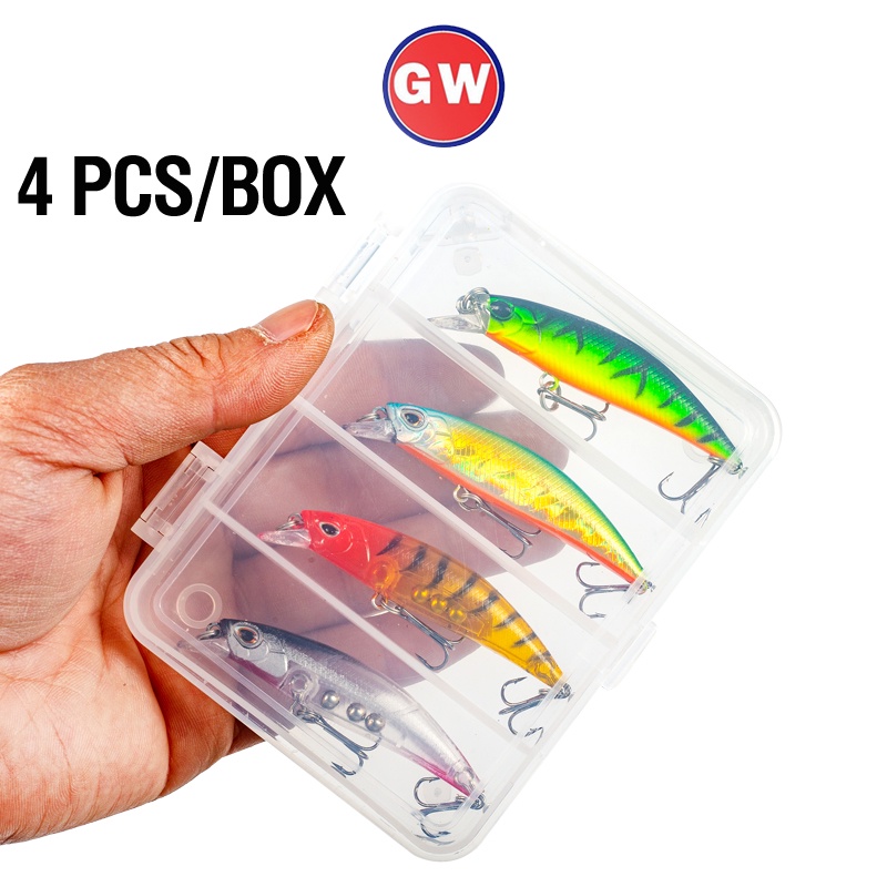 4warna Set 3D Mata Buatan Memancing Umpan 6.8cm/4g Bass Swimbaits Casting Ikan Kecil Treble Hook Kepala Keras Tenggelam Lambat Umpan Keras