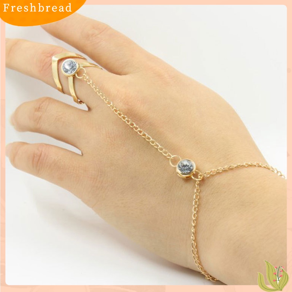 &lt; Freshbread &gt; Wanita Gelang Warna Solid Geometris Panah Bentuk Berlian Imitasi Hias Adjustable Gelang Cincin Perhiasan Perempuan