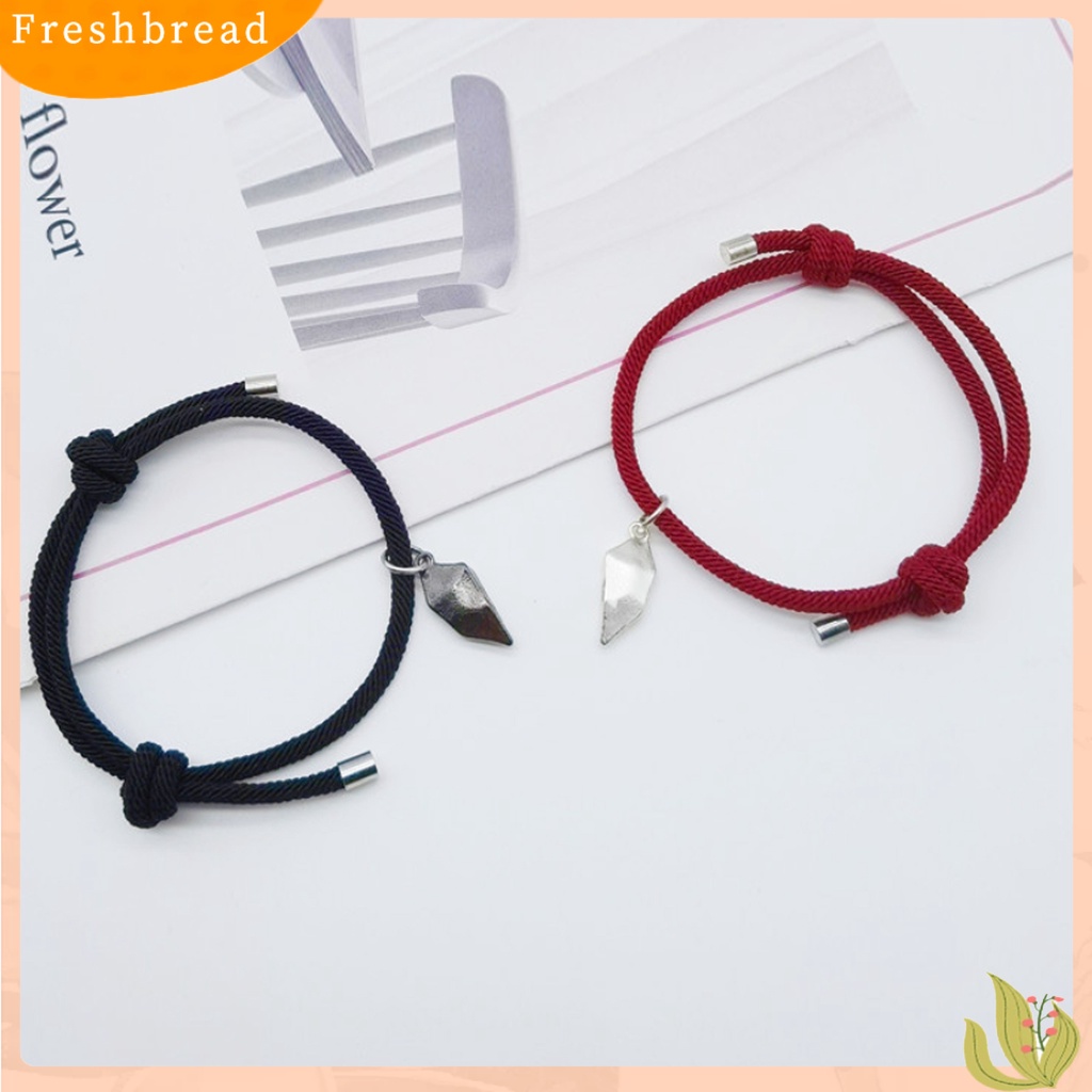 &lt; Freshbread &gt; 1pasang Gelang Couple ic Cinta Romantis Unisex Bentuk Hati Panjang Yang Dapat Disesuaikan Pria Bracelet Jewelry