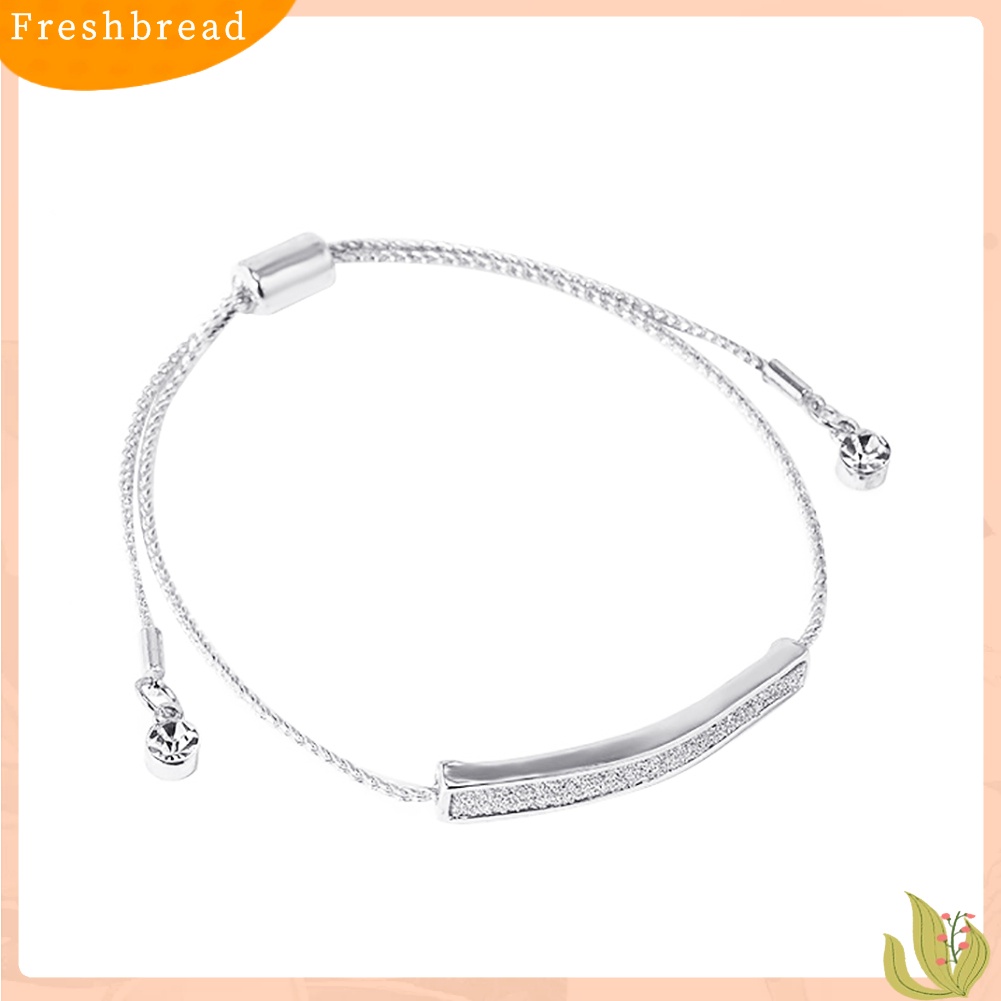 &lt; Freshbread &gt; Berlian Imitasi Minimalis Pave Bar Slider Gelang Cuff Bangle Wanita Perhiasan Pesta