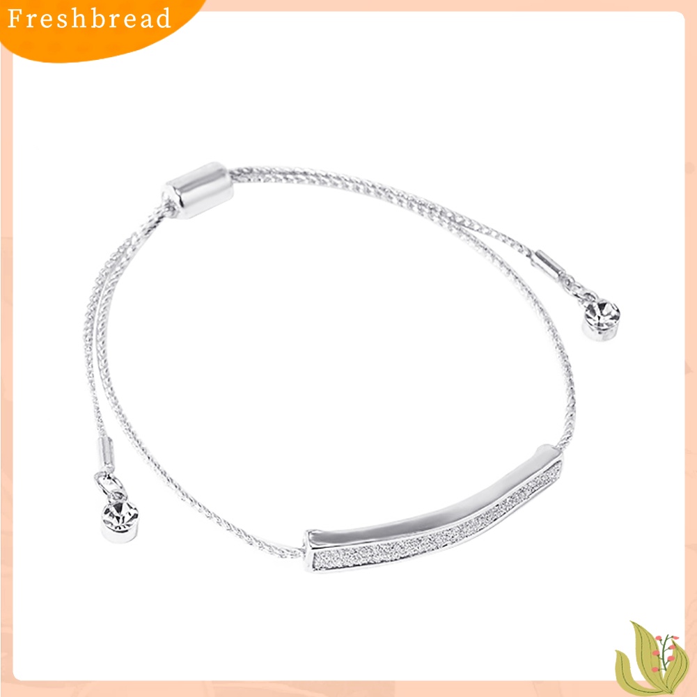 &lt; Freshbread &gt; Berlian Imitasi Minimalis Pave Bar Slider Gelang Cuff Bangle Wanita Perhiasan Pesta