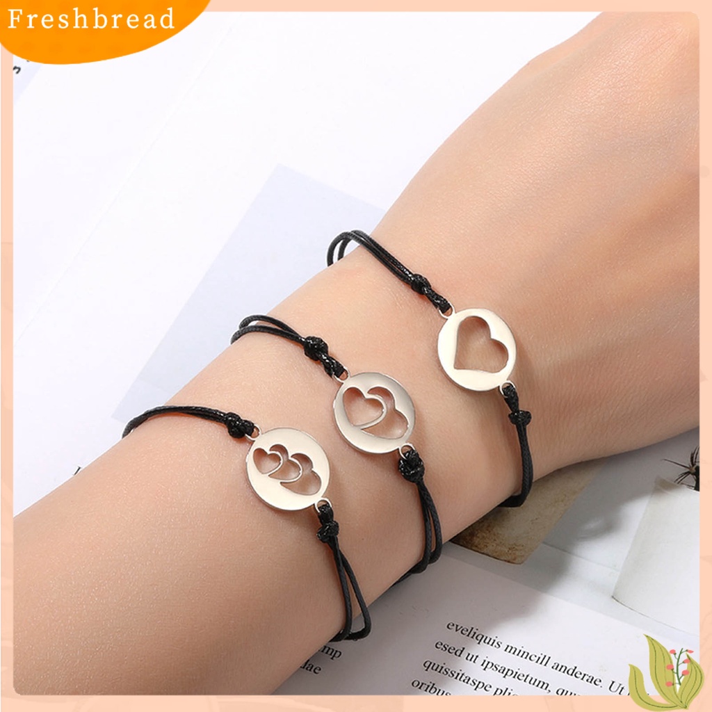 &lt; Freshbread &gt; 2/3/4Pcs Women Bracelets Adjustable Hand Made Heart Decor Hias Braided Dekorasi Kepribadian Ibu Putri Jantung Gelang Hadiah Hari Ibu