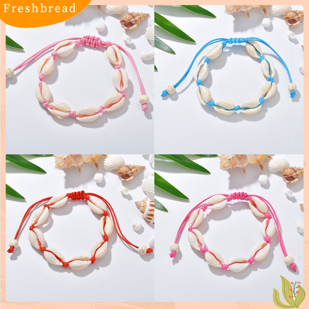 &lt; Freshbread &gt; Wanita Rajut Tangan Shell Pesona Gelang Manik-Manik Rantai Bangle Perhiasan Aksesori