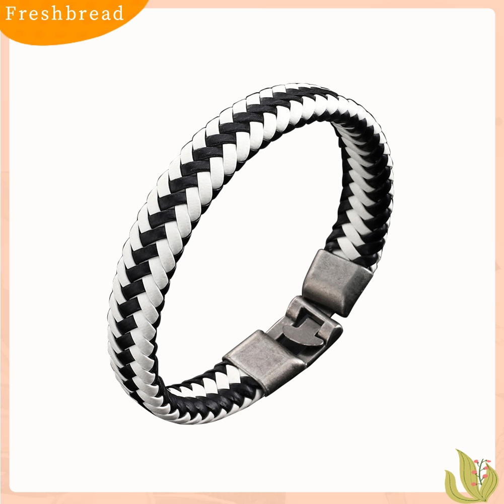 &lt; Freshbread &gt; Pria Wanita Kulit Imitasi Dikepang Gelang Gesper Bangle Perhiasan Gelang Hadiah