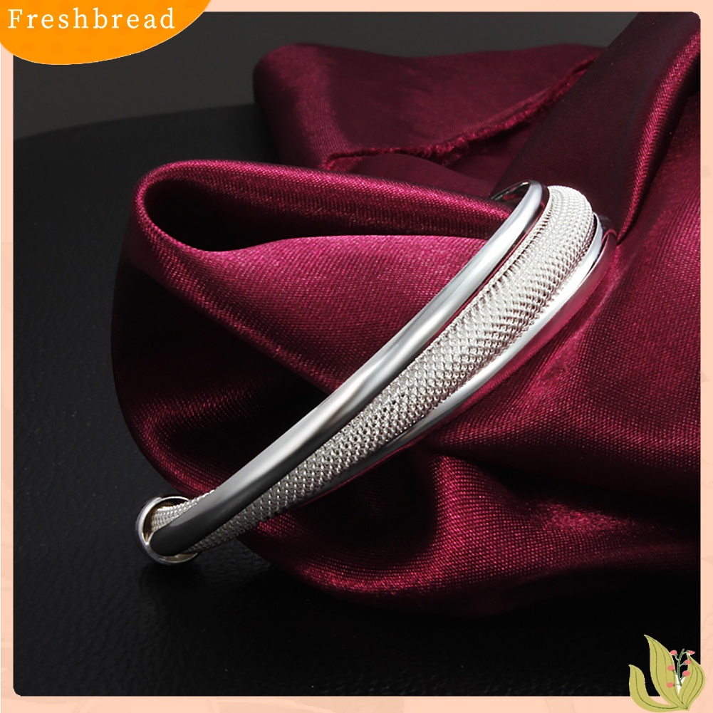 &lt; Freshbread &gt; Klasik Perak Berlapis Bevel Tepi Pembukaan Bangle Gelang Hadiah Fashion Perhiasan