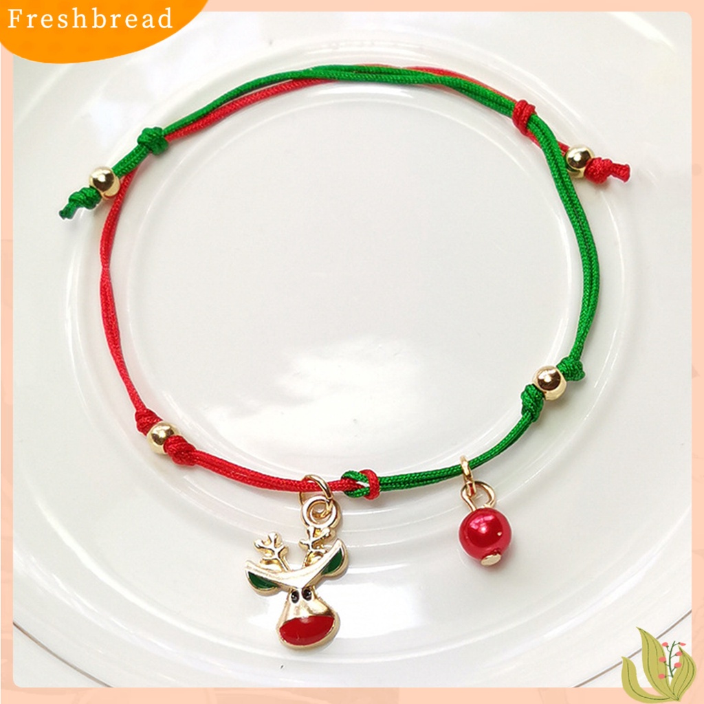 &lt; Freshbread &gt; Gelang Natal Santa Claus Rajut Tangan Unisex Pohon Elk Snowflake Bracelet Untuk Natal