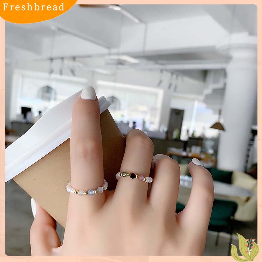 &lt; Freshbread &gt; Sederhana Elegan Tali Wanita Cincin Hadiah Multi Manik-Manik Mutiara Imitasi Cincin Perhiasan Aksesoris