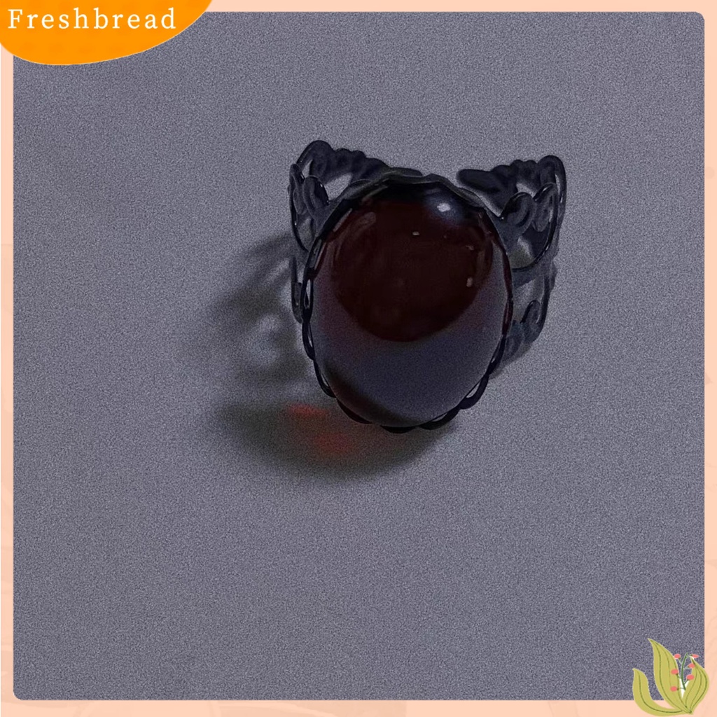 &lt; Freshbread &gt; Cincin Terbuka Kepribadian Geometris Adjustable Open Design Charming Decoration Tahan Lama Vintage Gothic Merah Faux Kristal Cincin Aksesoris Perhiasan