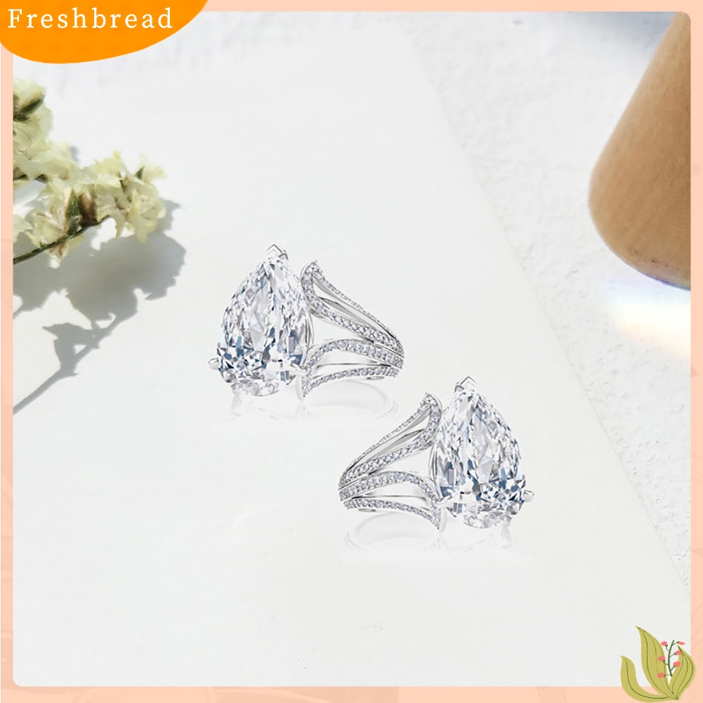 &lt; Freshbread &gt; Wanita Fashion Berlian Imitasi Tetesan Air Cincin Pesta Club Bentuk Bunga Perhiasan Hadiah