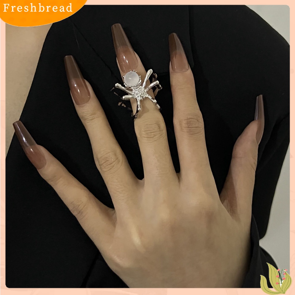 &lt; Freshbread &gt; Wanita Cincin Hias Punk Open All Match Adjustable Perhiasan Hadiah Bola Kristal Imitasi Lady Girl Pesta Gothic Spider-shaped Finger Ring Untuk Klub Malam