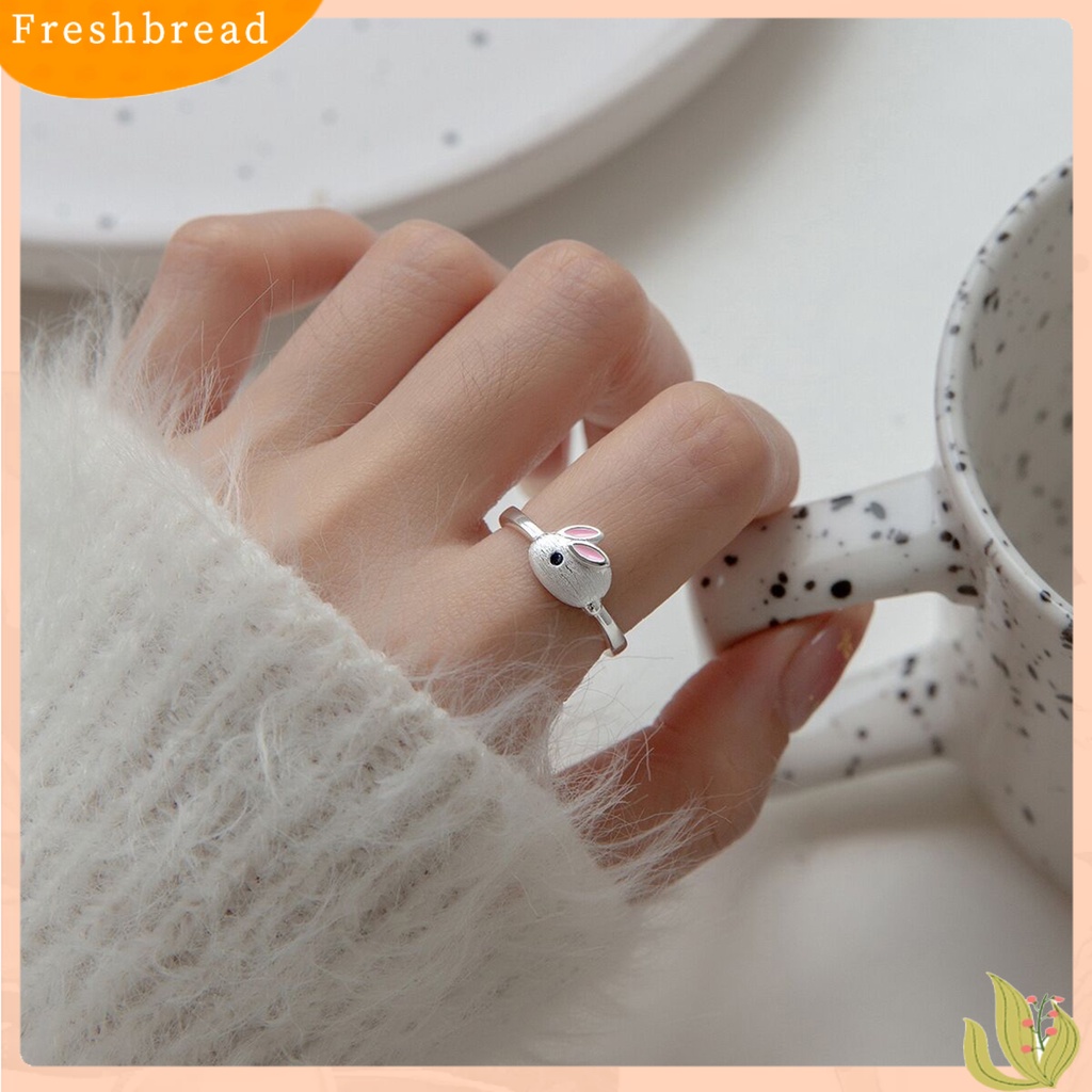 &lt; Freshbread &gt; Wanita Cincin Pembukaan Adjustable Warna Perak Dipoles Kelinci Lucu Bunny Hewan Wanita Jari Cincin Fashion Perhiasan