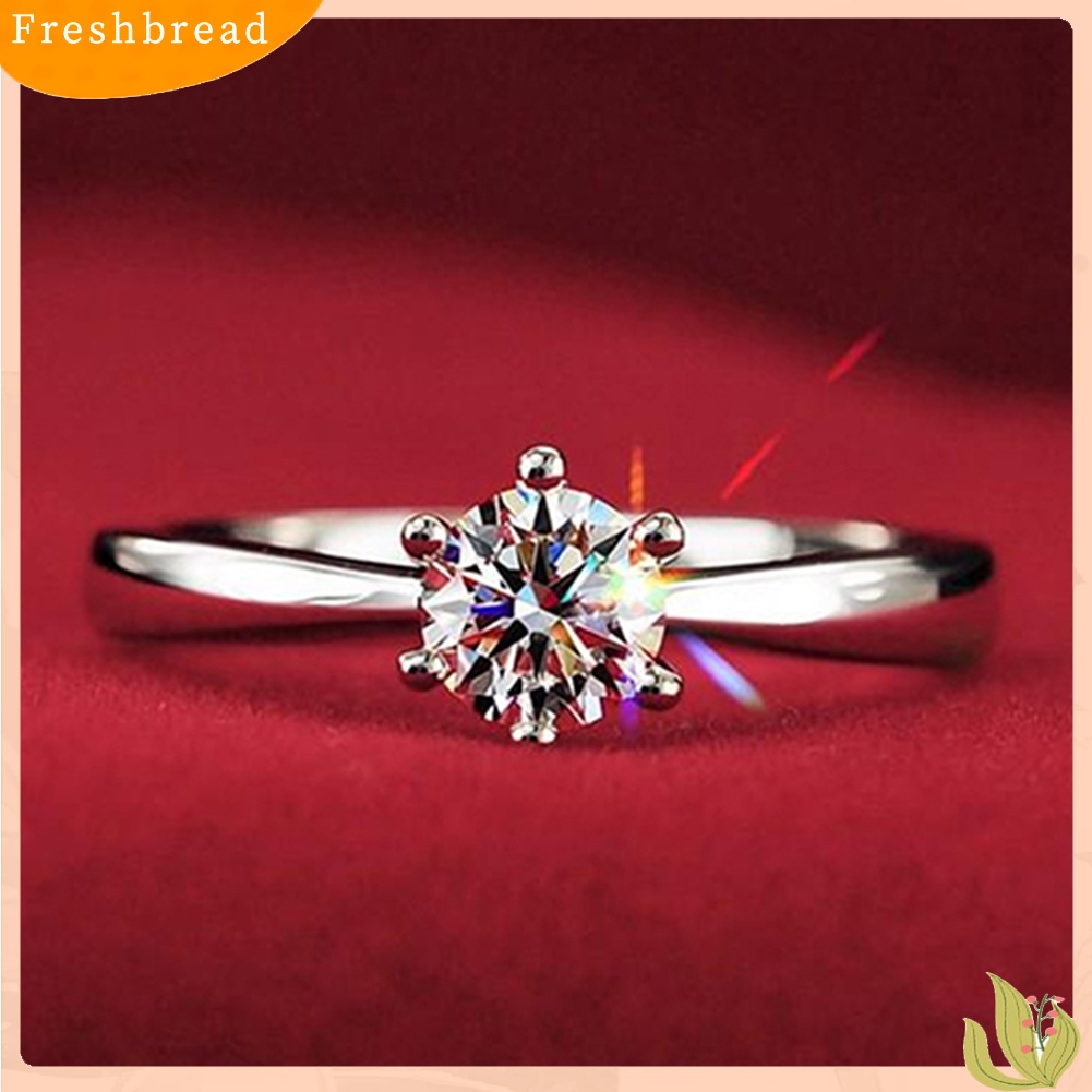 &lt; Freshbread &gt; Wanita Zirkon Bening Bertatahkan Pernikahan Bridal Pesta Pertunangan Perhiasan Cincin Ukuran 6-9