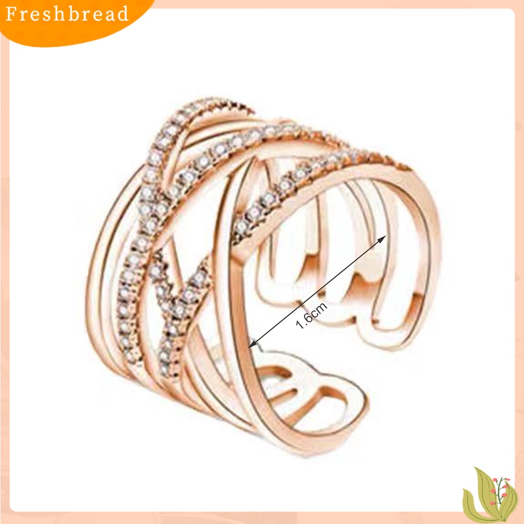 &lt; Freshbread &gt; Cincin Jari Multilayer Berlian Imitasi Perhiasan Pembukaan Cincin Yang Dapat Disesuaikan Aksesori Perhiasan