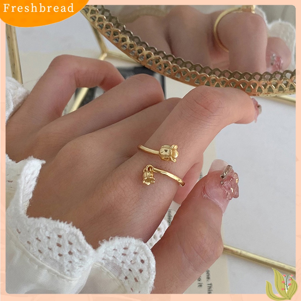 &lt; Freshbread &gt; Finger Band Ukuran Bebas Retro Temperamen Electroplating Polishing Dress Up Tembaga Wanita Bunga Terbuka Cincin Perhiasan Aksesori