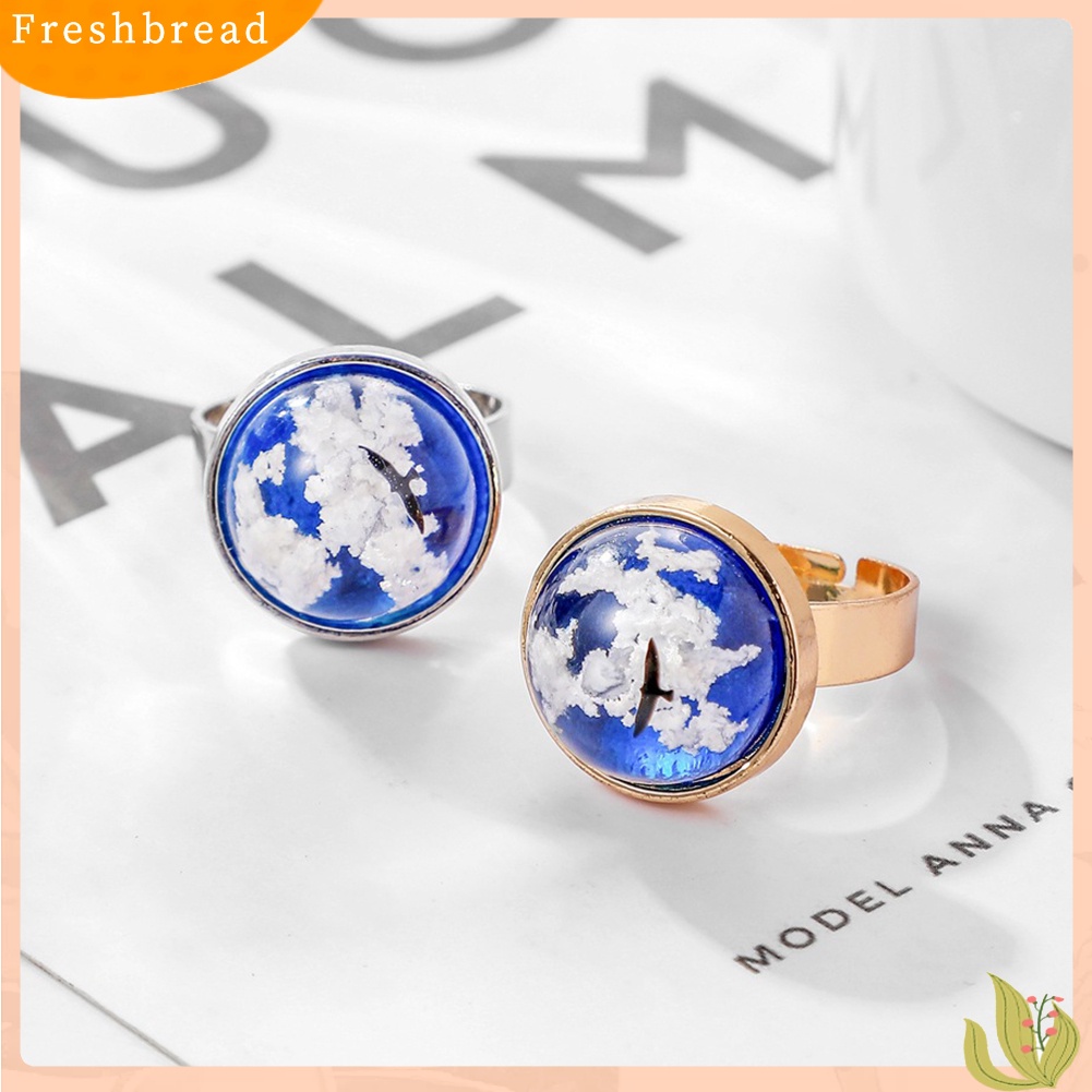 &lt; Freshbread &gt; Wanita Fashion Bulat Tetesan Air Awan Elang Safir Imitasi Bertatahkan Cincin Perhiasan