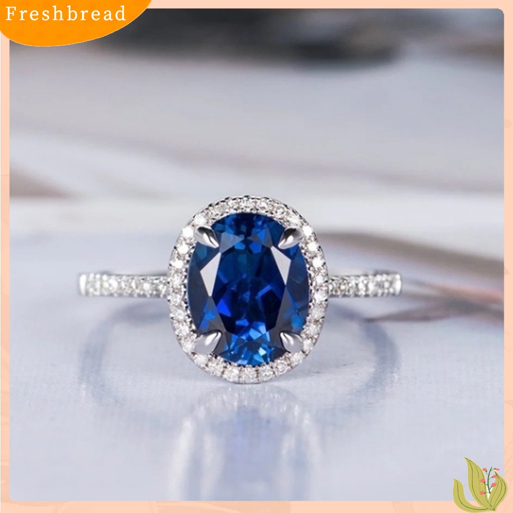 &lt; Freshbread &gt; Fashion Lady Oval Cubic Zirconia CZ Jari Cincin Pengantin Pernikahan Pertunangan Perhiasan