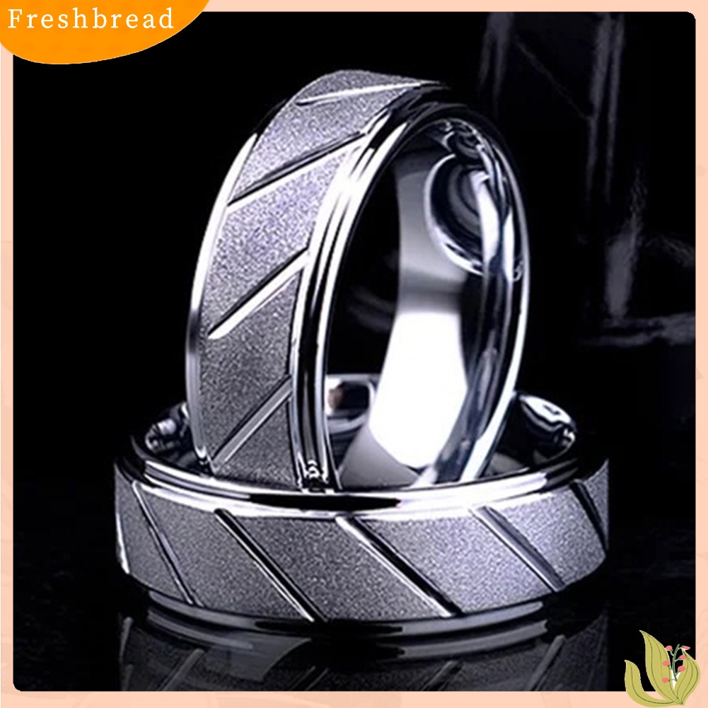 < Freshbread > Pria Fashion Matte Geometris Band Jari Cincin Pernikahan Pertunangan Perhiasan Hadiah