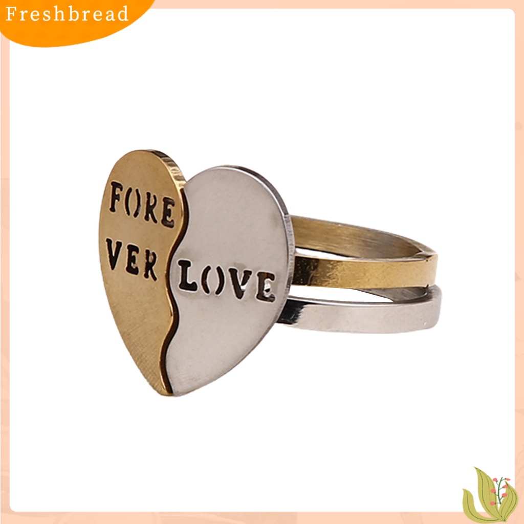 &lt; Freshbread &gt; 2Pcs/Set Cincin Fashion Indah Alloy Stackable Heart Decor Couple Ring Untuk Kehidupan Sehari-Hari