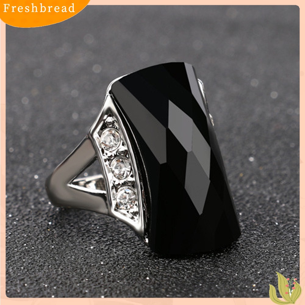 &lt; Freshbread &gt; Wanita Bohemia Vintage Geometris Resin Pesona Berlian Imitasi Cincin Jari Perhiasan Hadiah