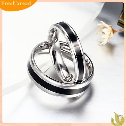 &lt; Freshbread &gt; Cincin Band Hitam Pria Wanita Titanium Anti Karat Fashion Perhiasan Hadiah Kekasih