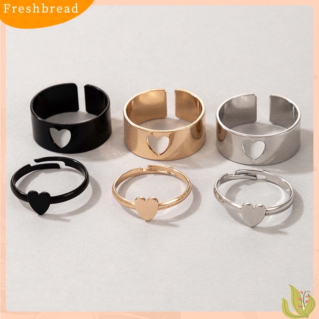 &lt; Freshbread &gt; 2Pcs/Set Cincin Pasangan Adjustable Perhiasan Bentuk Hati/Bulan/Bintang/Lumba- Lumba Kreatif Indah Terbuka Cincin Untuk Hadiah