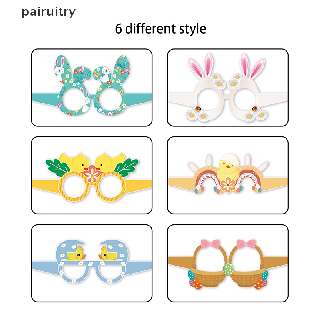 Prt 6Pcs/Pack Easter Fun Glasses Frame Dekorasi Pesta Paskah Gelas Kertas PRT