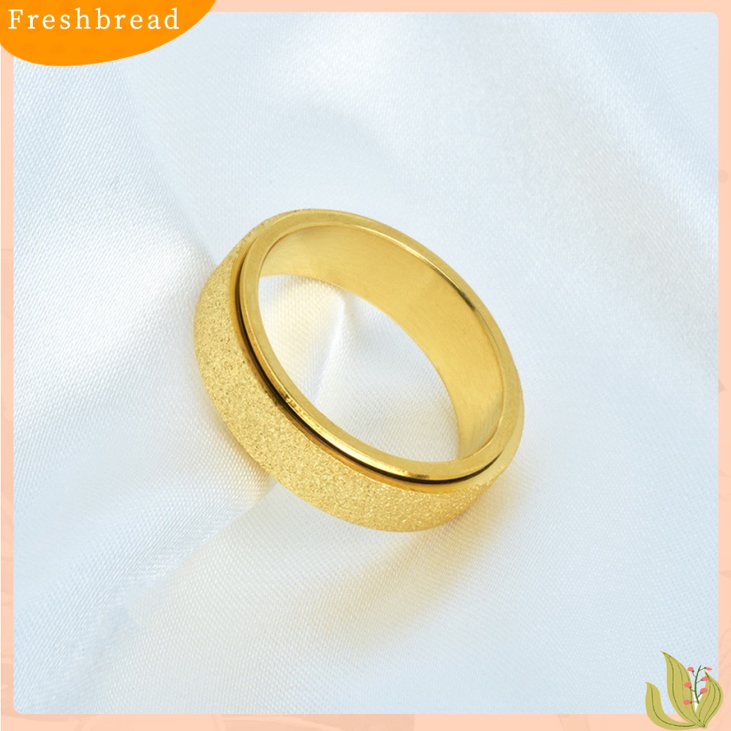 &lt; Freshbread &gt; Spinner Cincin Unisex Populer Penghilang Stress Sand Blast Finish Anti-Kecemasan Gelisah Ring Band Untuk Gaun Harian