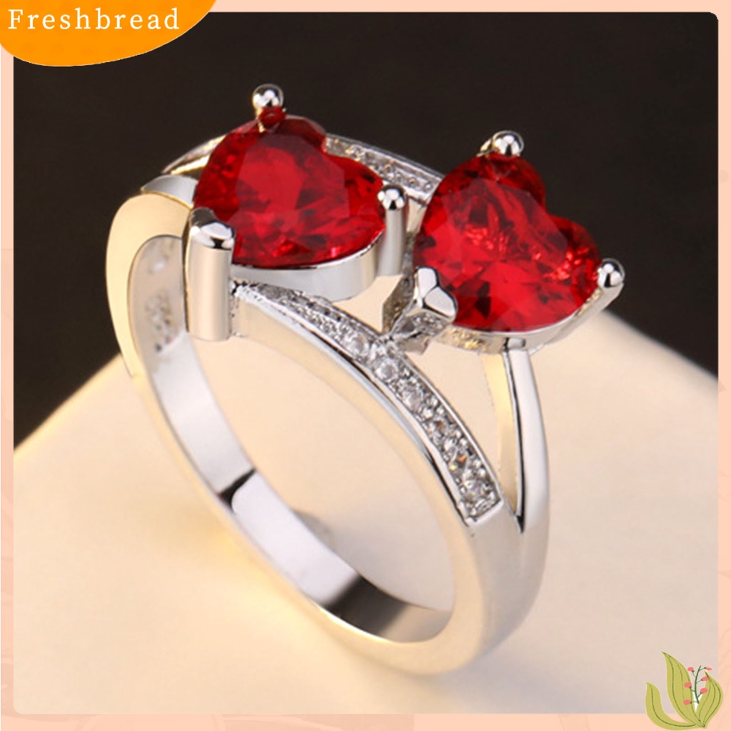 &lt; Freshbread &gt; Cincin Alloy Portable Ringan Dekorasi Jari Logam Kecil Cinta Bentuk Hati Cincin Tunangan Untuk Wanita